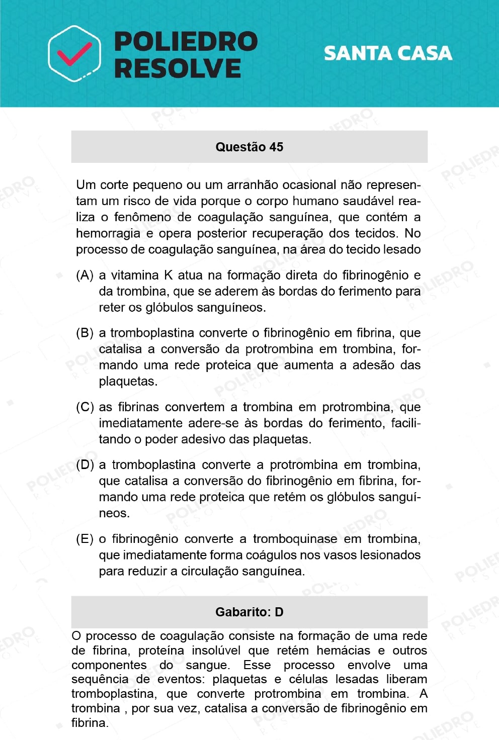 Questão 45 - 1º Dia - SANTA CASA 2022