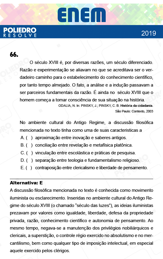 Questão 66 - 1º Dia - Prova AZUL - ENEM 2018