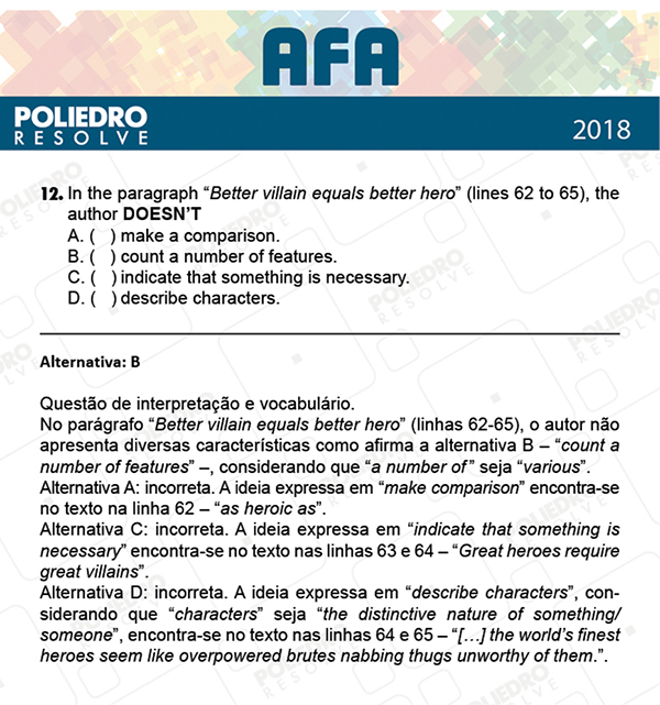 Questão 12 - Prova Modelo B - AFA 2019