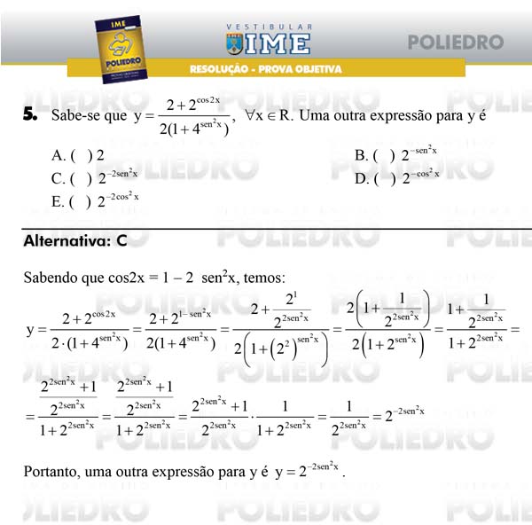 Questão 5 - Objetiva - IME 2009