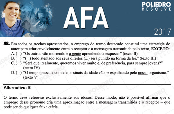 Questão 48 - Prova Modelo B - AFA 2017