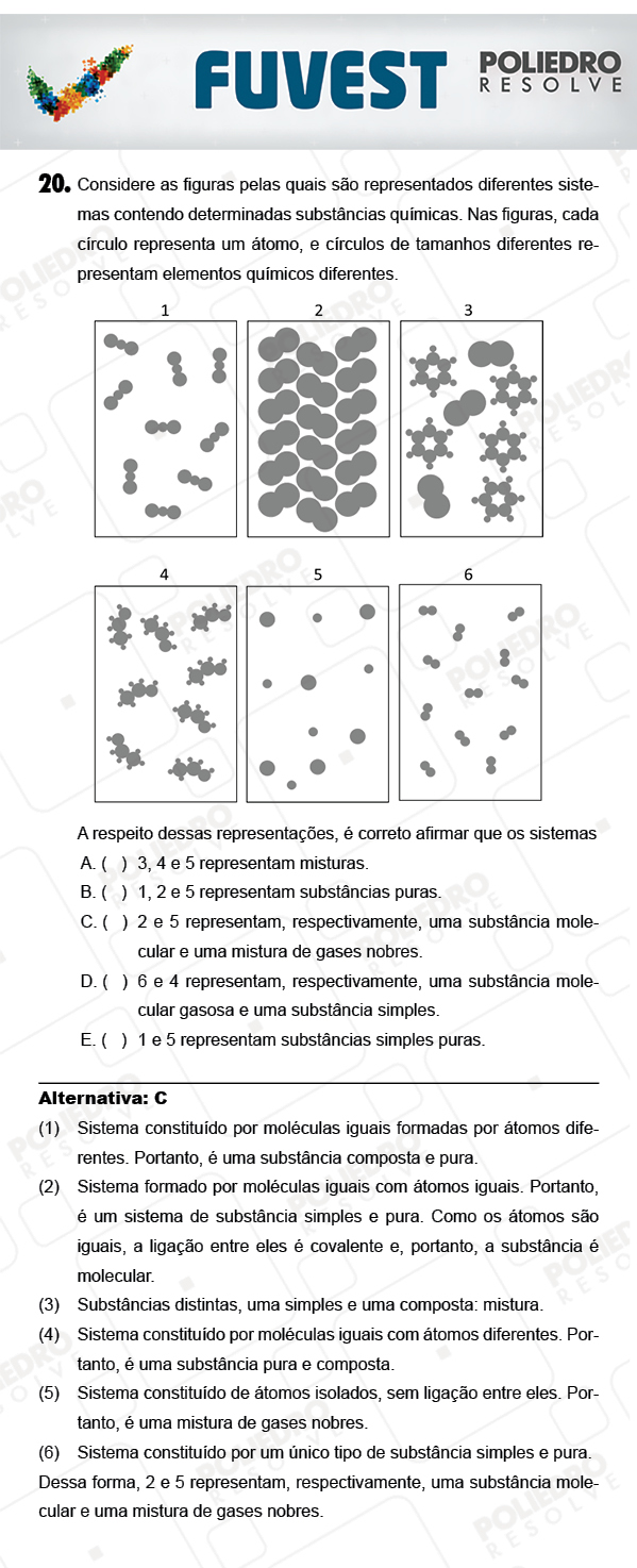 Questão 20 - 1ª Fase - PROVA V - FUVEST 2018