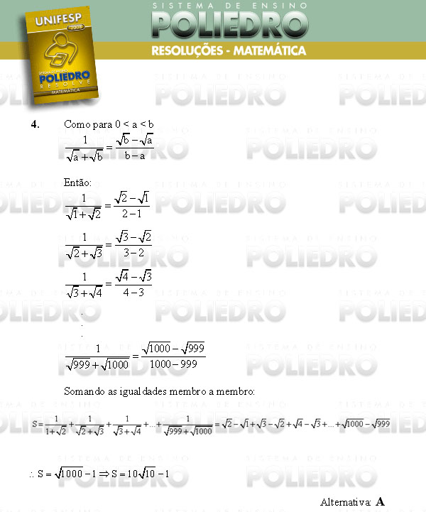 Questão 4 - Conhecimentos Gerais - UNIFESP 2008