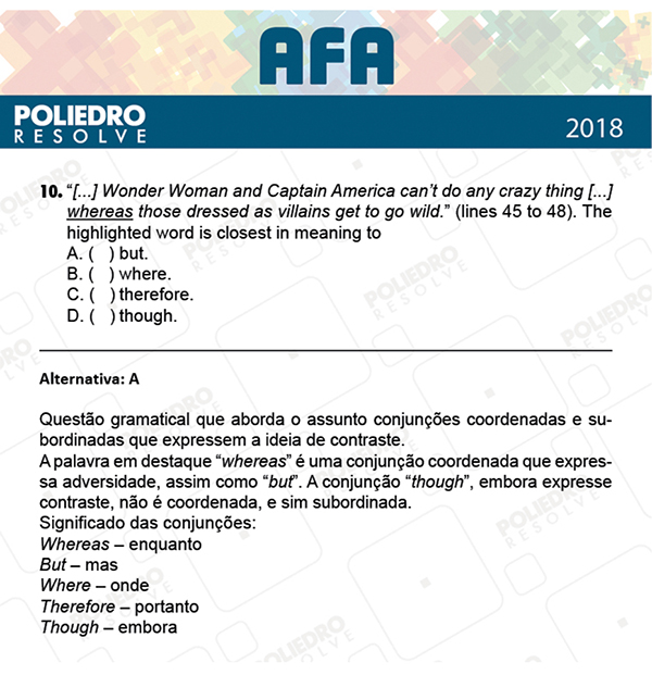 Questão 10 - Prova Modelo B - AFA 2019