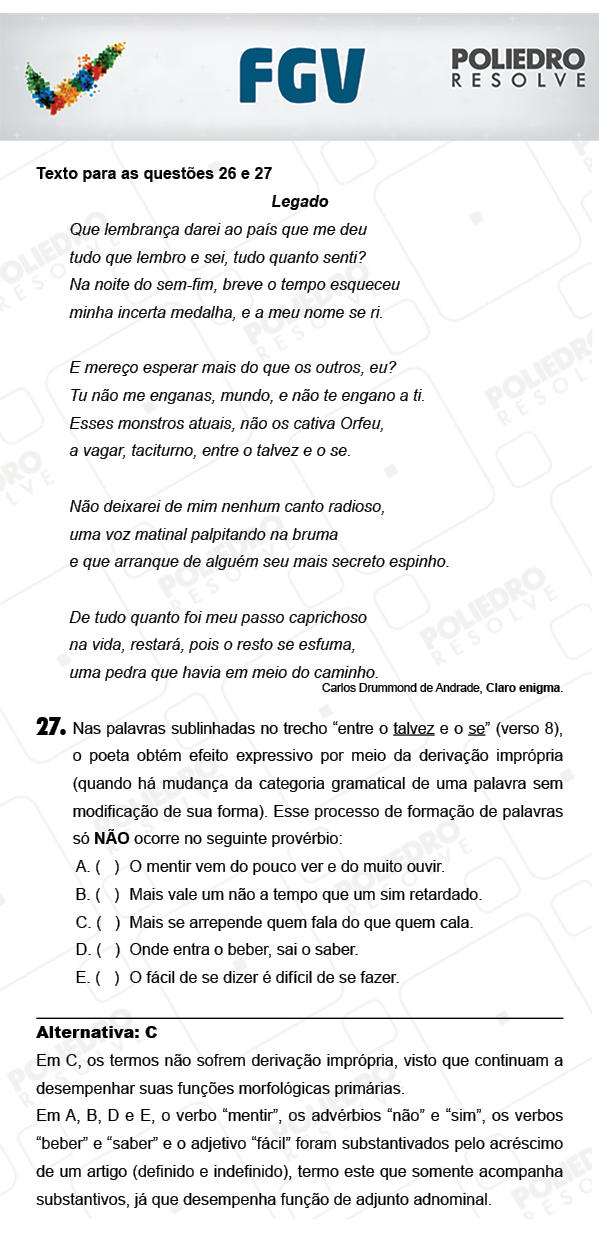 Questão 27 - Objetivas - FGV 2018