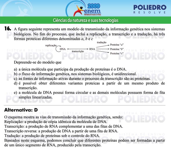 Questão 16 - Prova - ENEM 2009