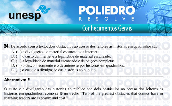 Questão 24 - 1ª Fase - UNESP 2011
