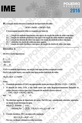 Questão 37 - Objetiva - 1ª Fase - IME 2016