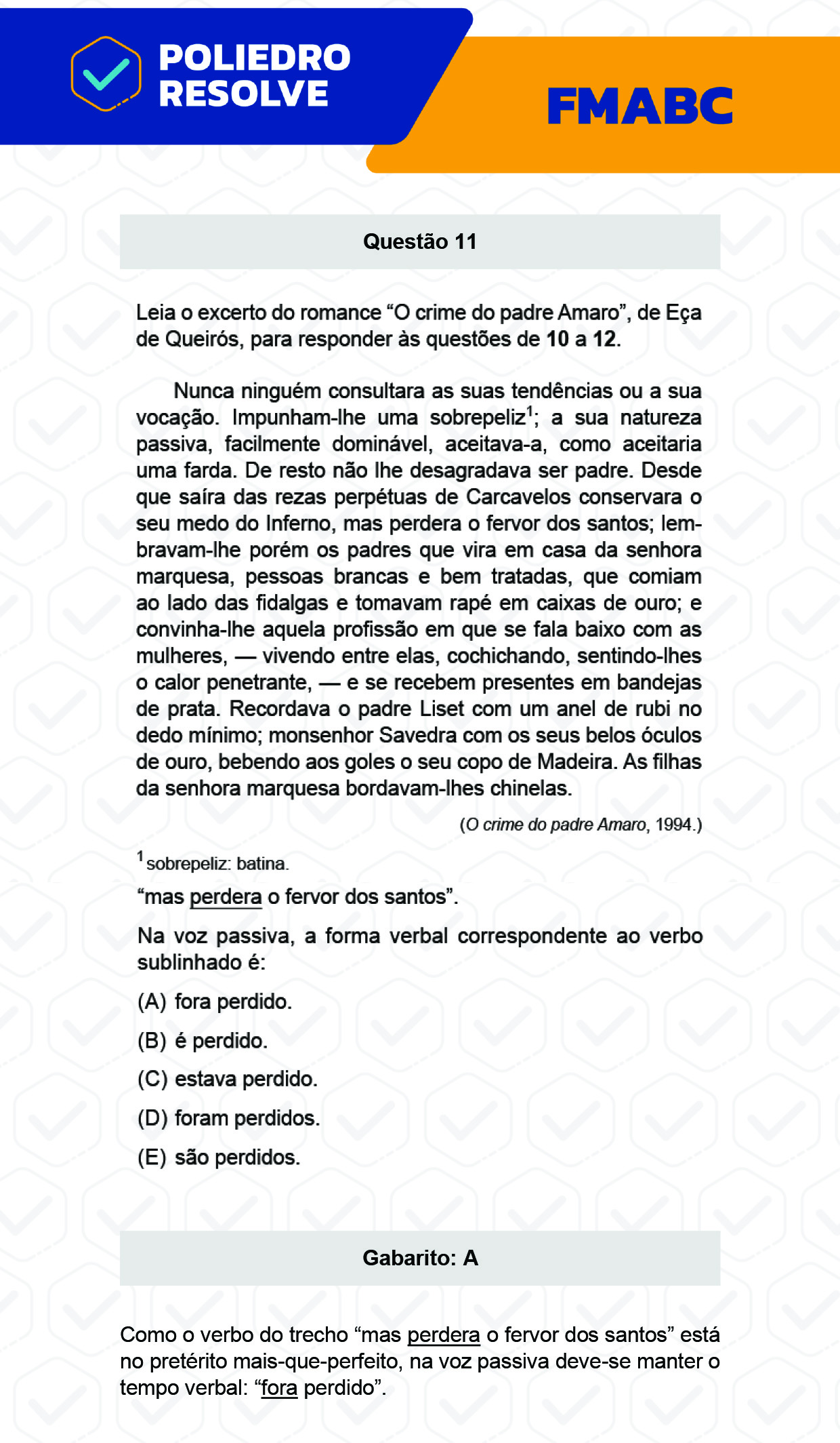 Questão 11 - Fase única - FMABC 2023