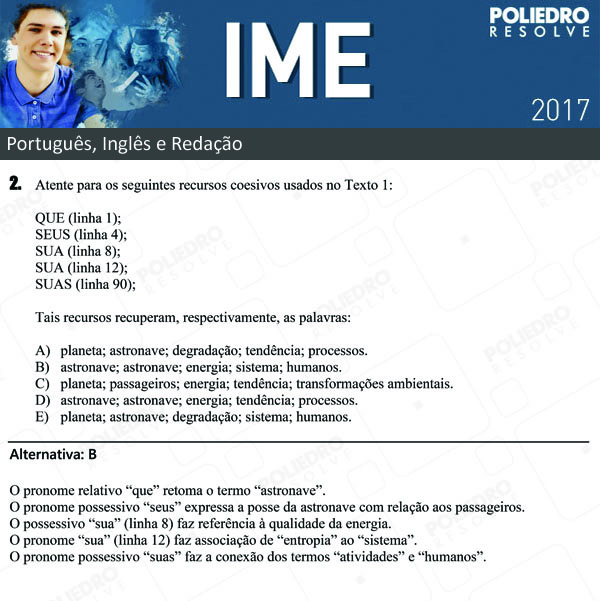 Questão 2 - Português e Inglês - IME 2017