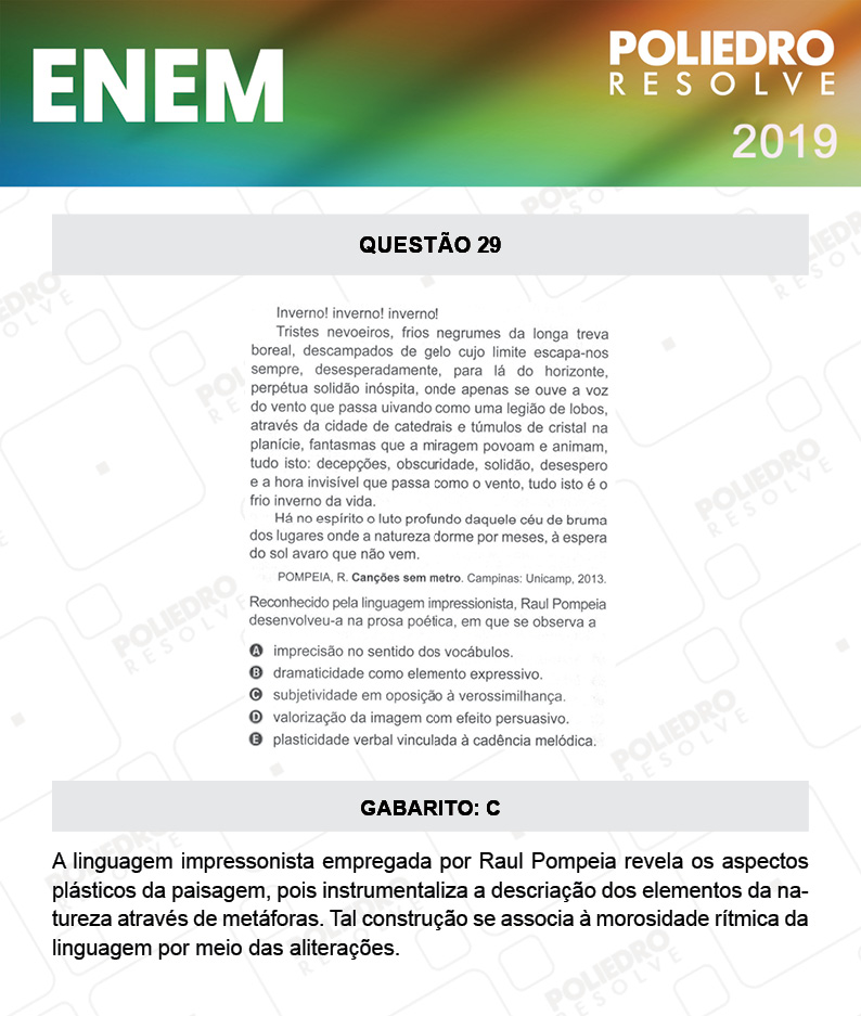 Questão 29 - 1º DIA - PROVA AMARELA - ENEM 2019