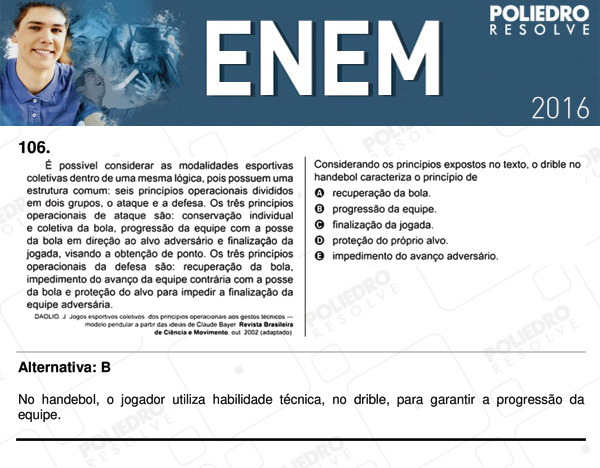 Questão 106 - 2º dia (PROVA CINZA) - ENEM 2016