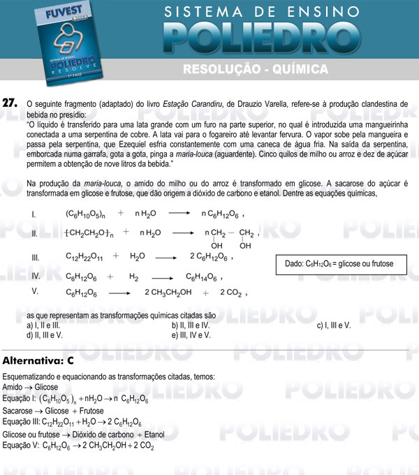 Questão 27 - 1ª Fase - FUVEST 2008