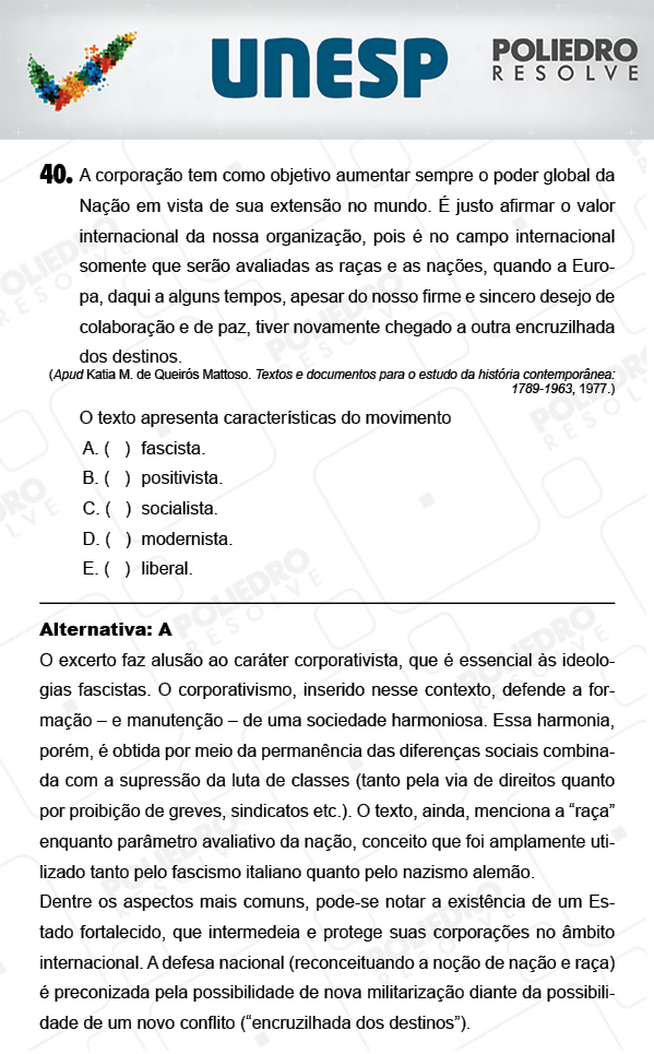 Questão 40 - 1ª Fase - PROVA 4 - UNESP 2018