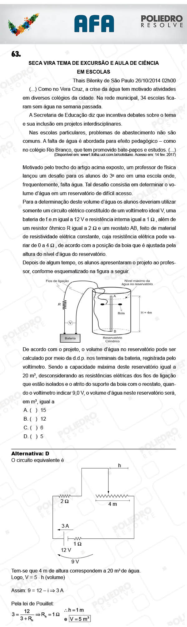 Questão 63 - Prova Modelo A - AFA 2018