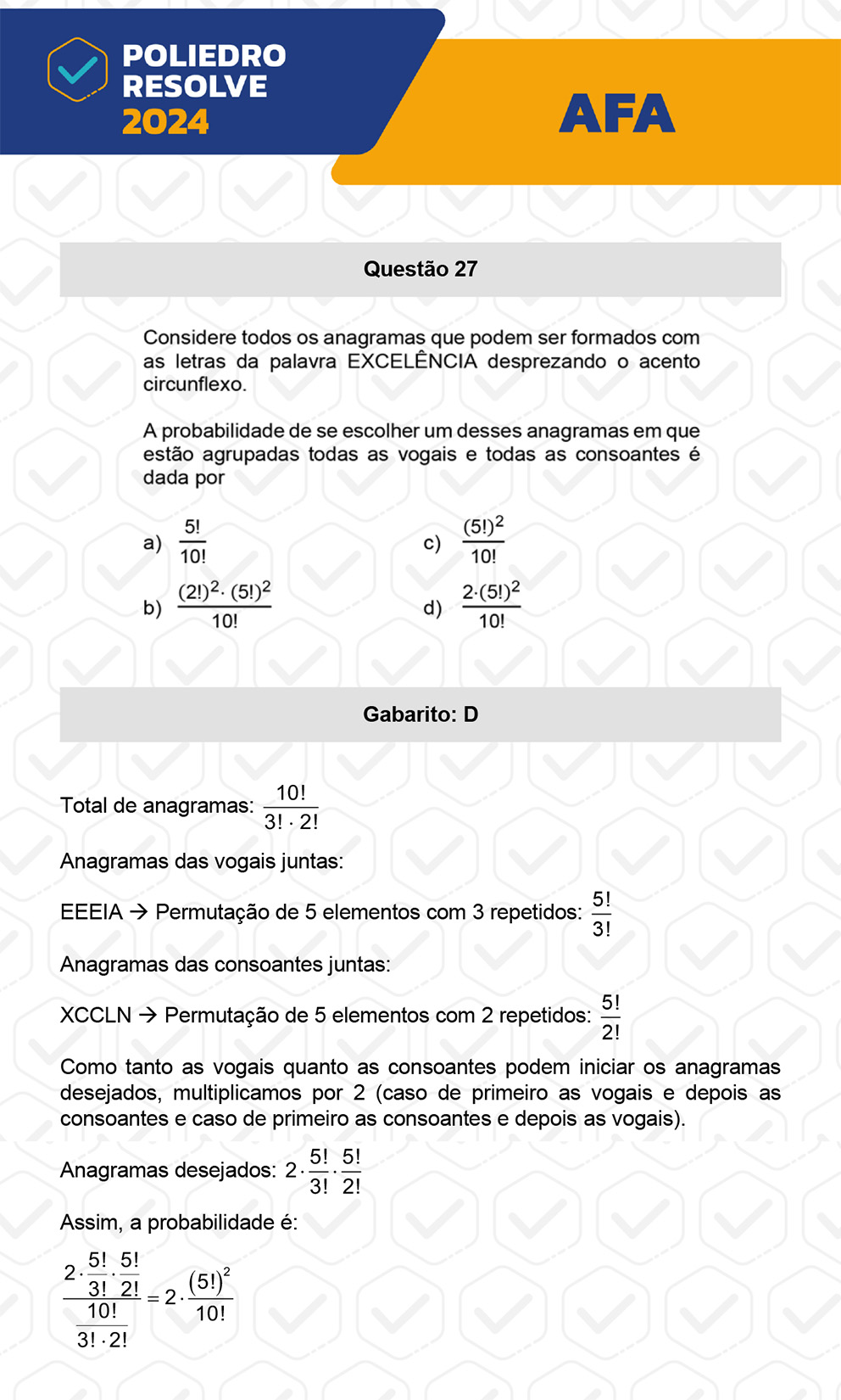 Questão 27 - Prova Modelo A - AFA 2024