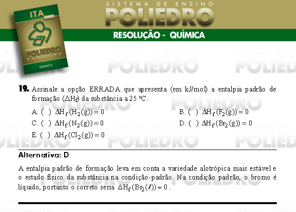 Questão 19 - Química - ITA 2008