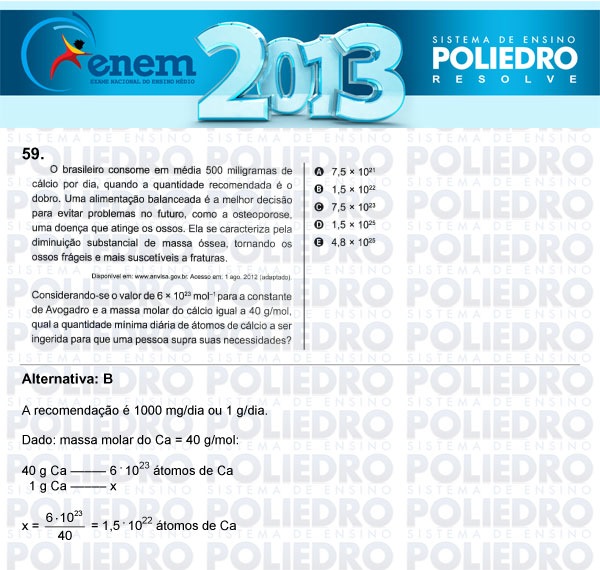 Questão 59 - Sábado (Prova Amarela) - ENEM 2013