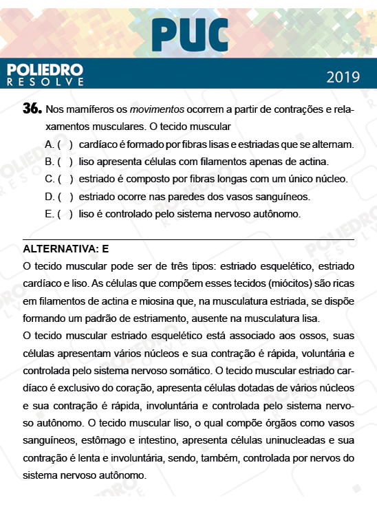 Questão 36 - 1ª Fase - PUC-Campinas 2019