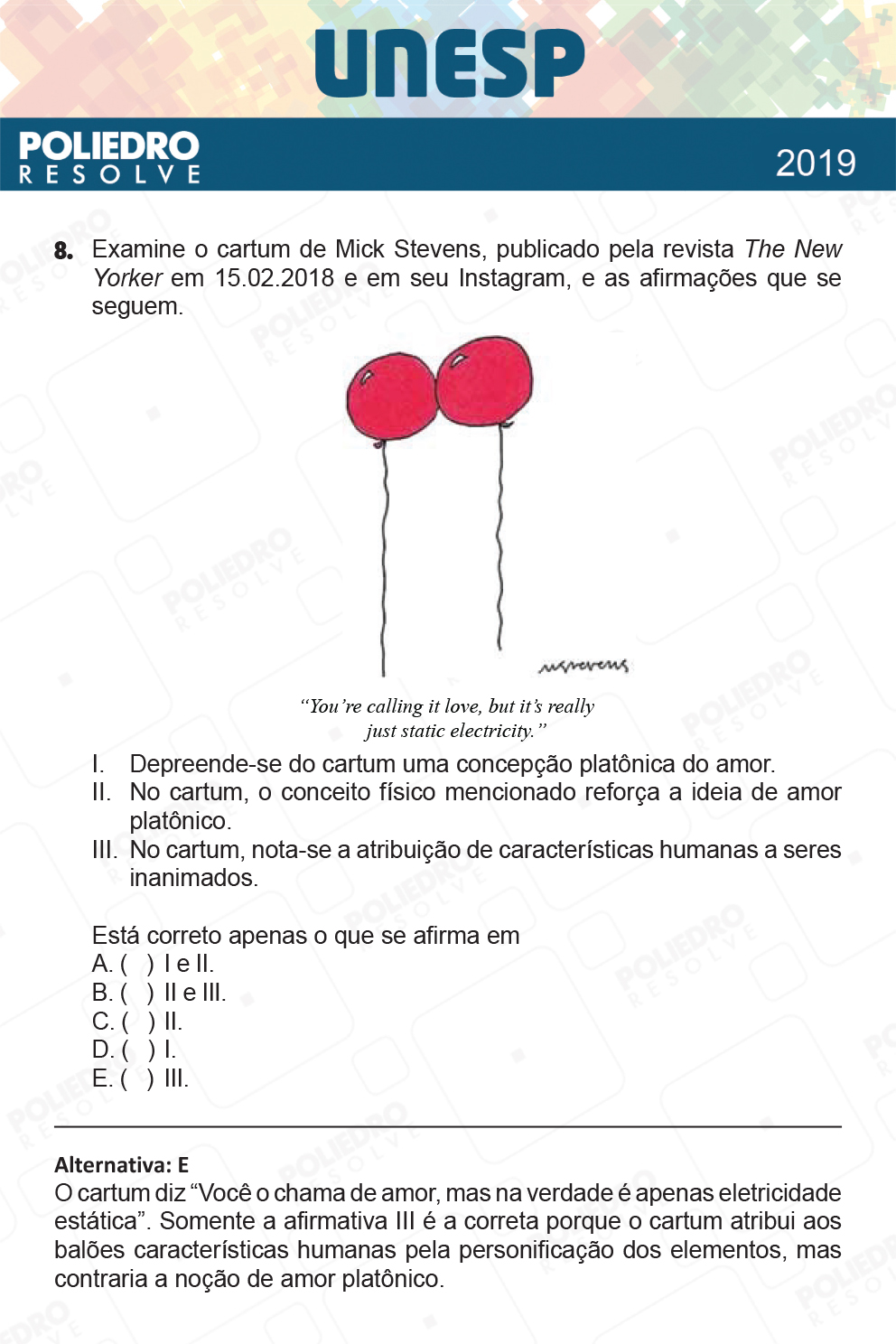 Questão 8 - 1ª Fase - UNESP 2019