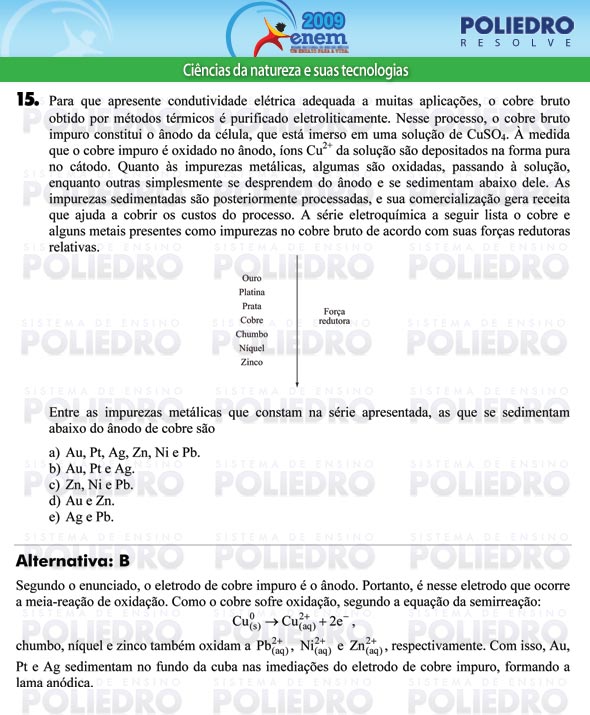 Questão 15 - Prova - ENEM 2009