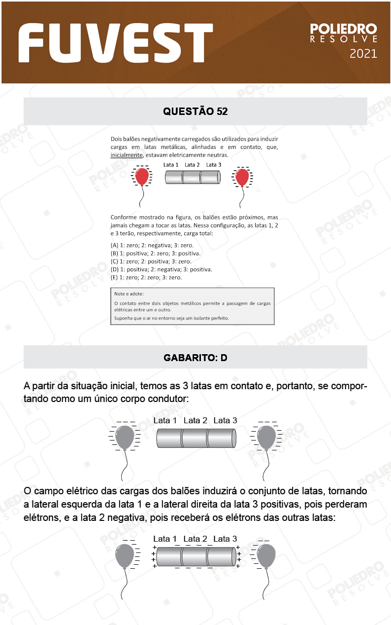 Questão 52 - 1ª Fase - FUVEST 2021