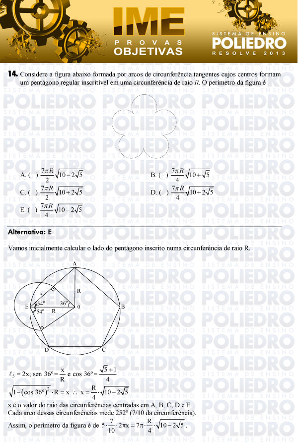 Questão 14 - Objetiva - IME 2013