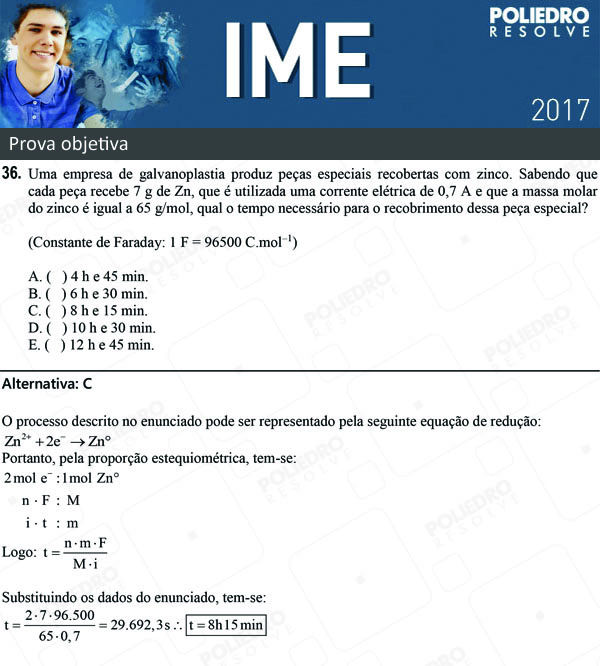 Questão 36 - 1ª Fase - Objetiva - IME 2017