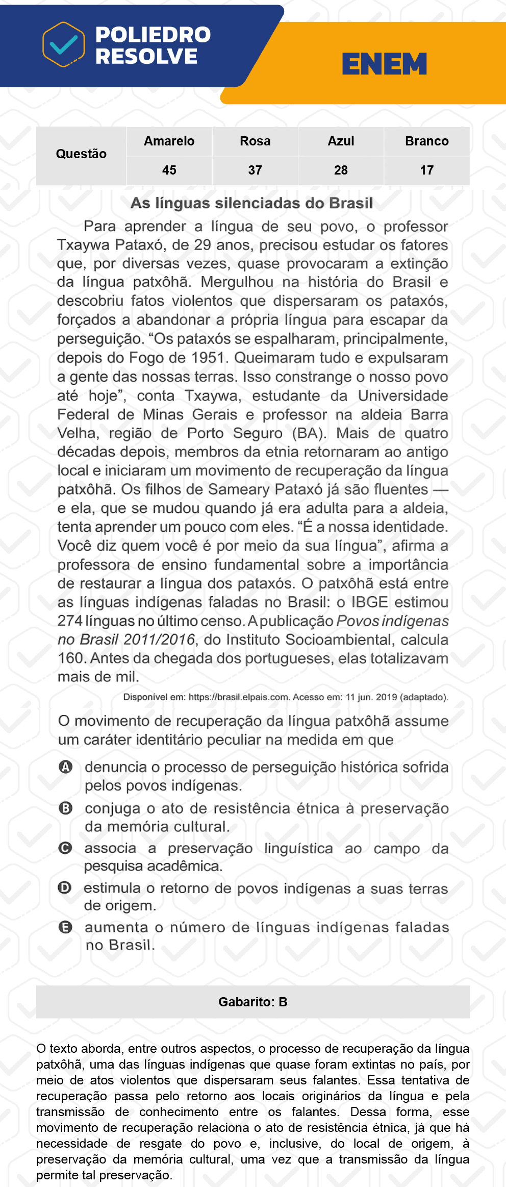 Questão 45 - 1º Dia - Prova Amarela - ENEM 2022