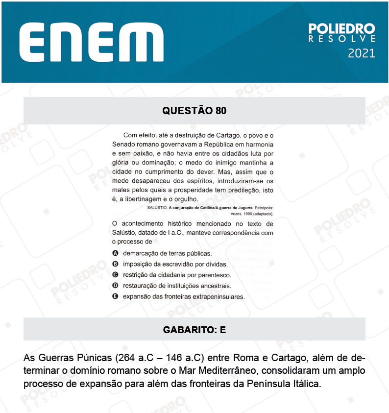 Questão 80 - 1º DIA - Prova Amarela - ENEM 2020