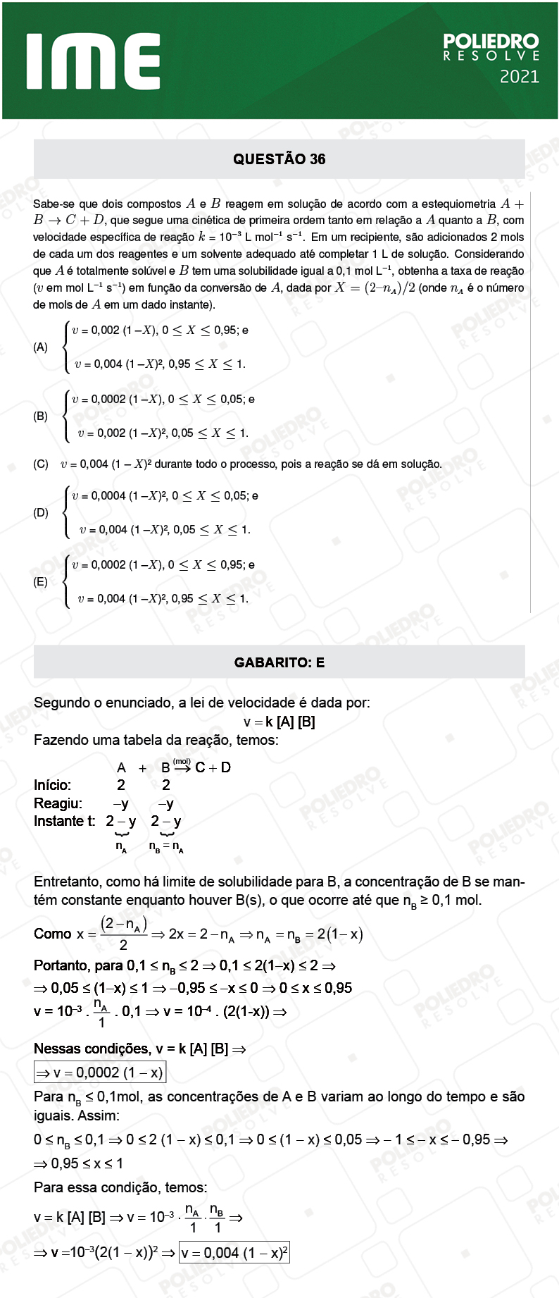 Questão 36 - 1ª FASE - IME 2021