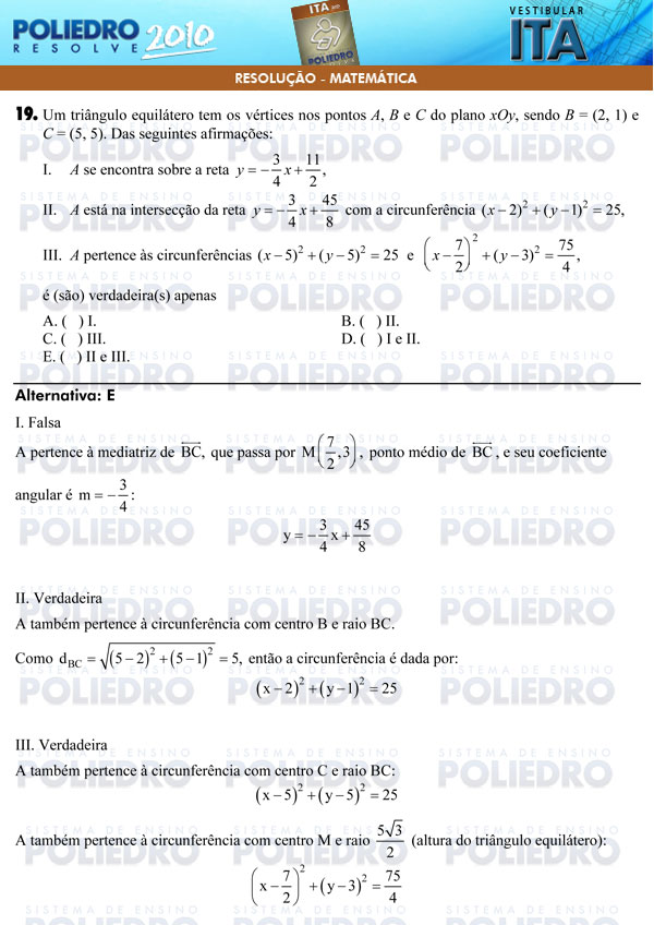 Questão 19 - Matemática - ITA 2010