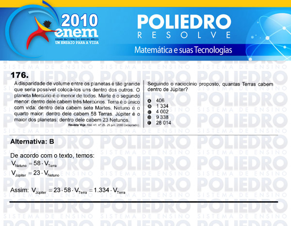 Questão 176 - Domingo (Prova rosa) - ENEM 2010