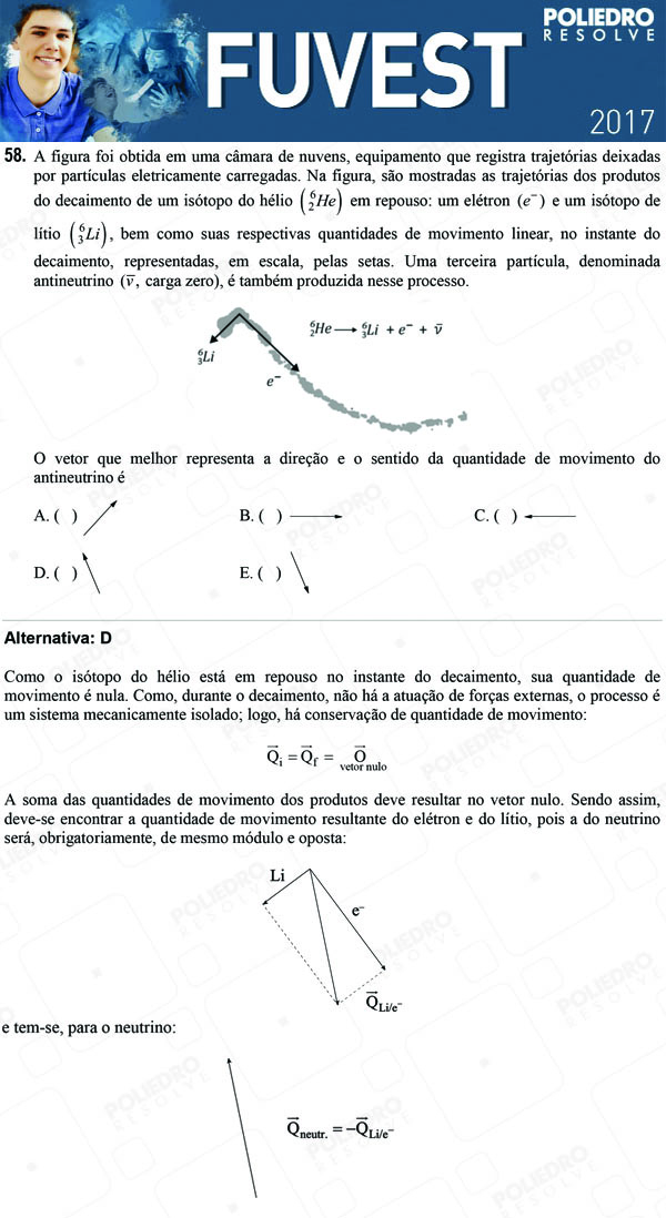 Questão 58 - 1ª Fase - FUVEST 2017