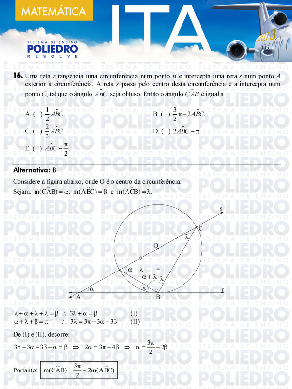 Questão 16 - Matemática - ITA 2013