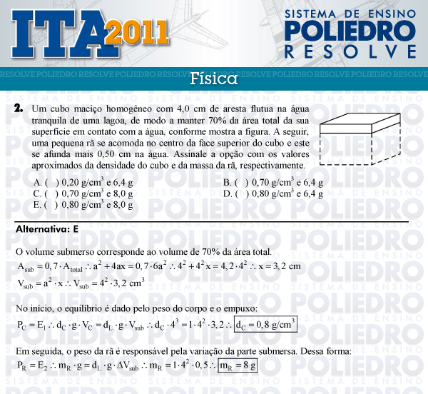 Questão 2 - Física - ITA 2011