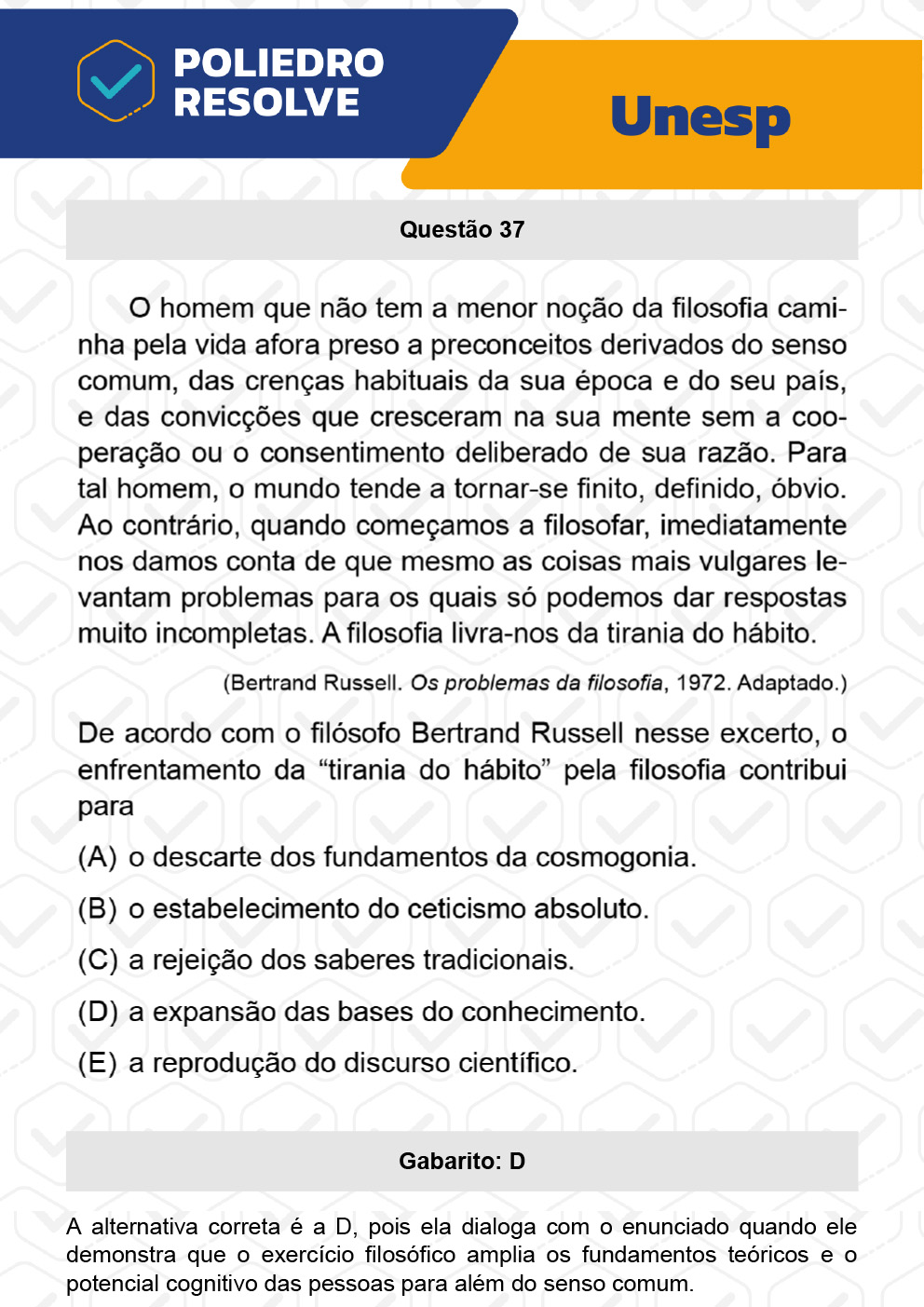 Questão 37 - 2ª Fase - UNESP 2023