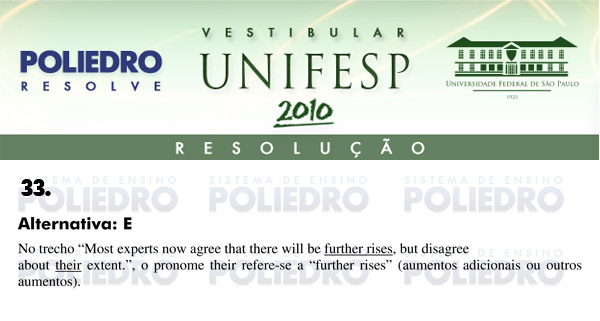 Questão 33 - Português e Inglês - UNIFESP 2010