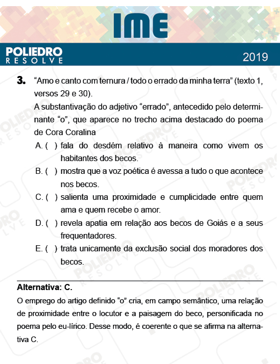 Questão 3 - 2ª Fase - Português/Inglês - IME 2019