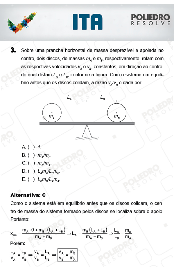 Questão 3 - Física - ITA 2018