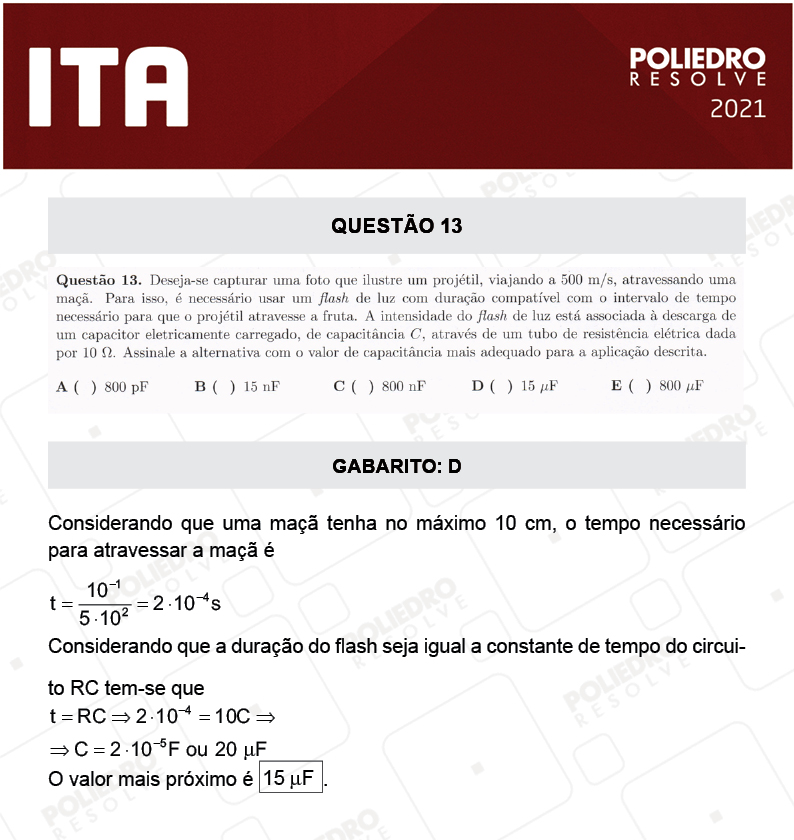 Questão 13 - 1ª Fase - ITA 2021