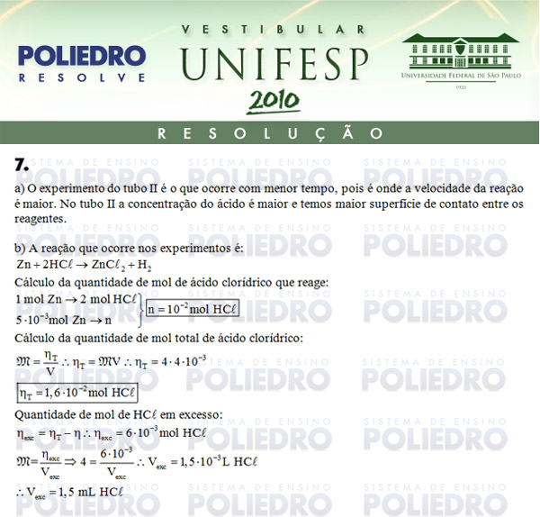 Dissertação 7 - Conhecimentos Específicos - UNIFESP 2010