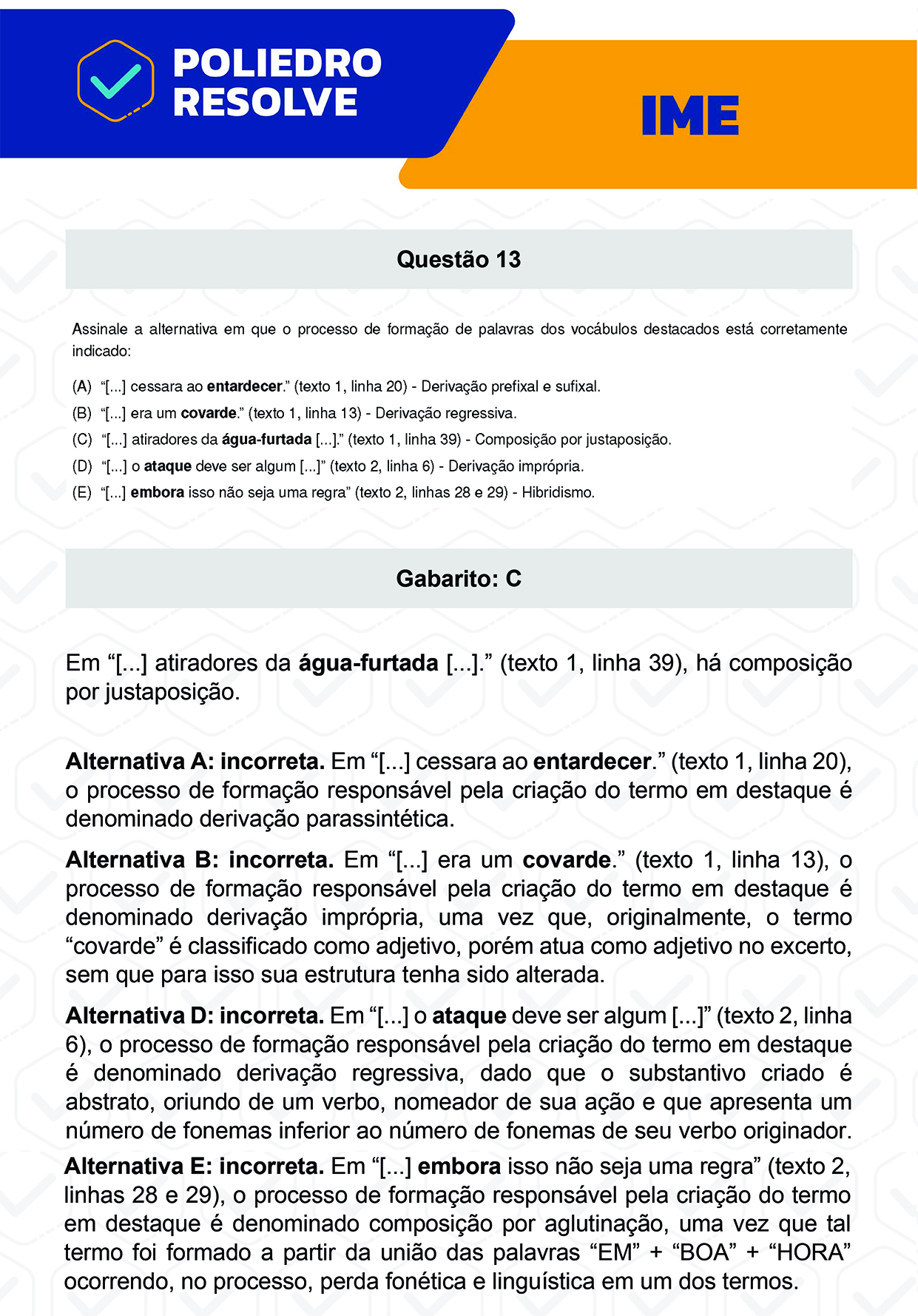 Questão 13 - 2ª Fase - Português/Inglês - IME 2023