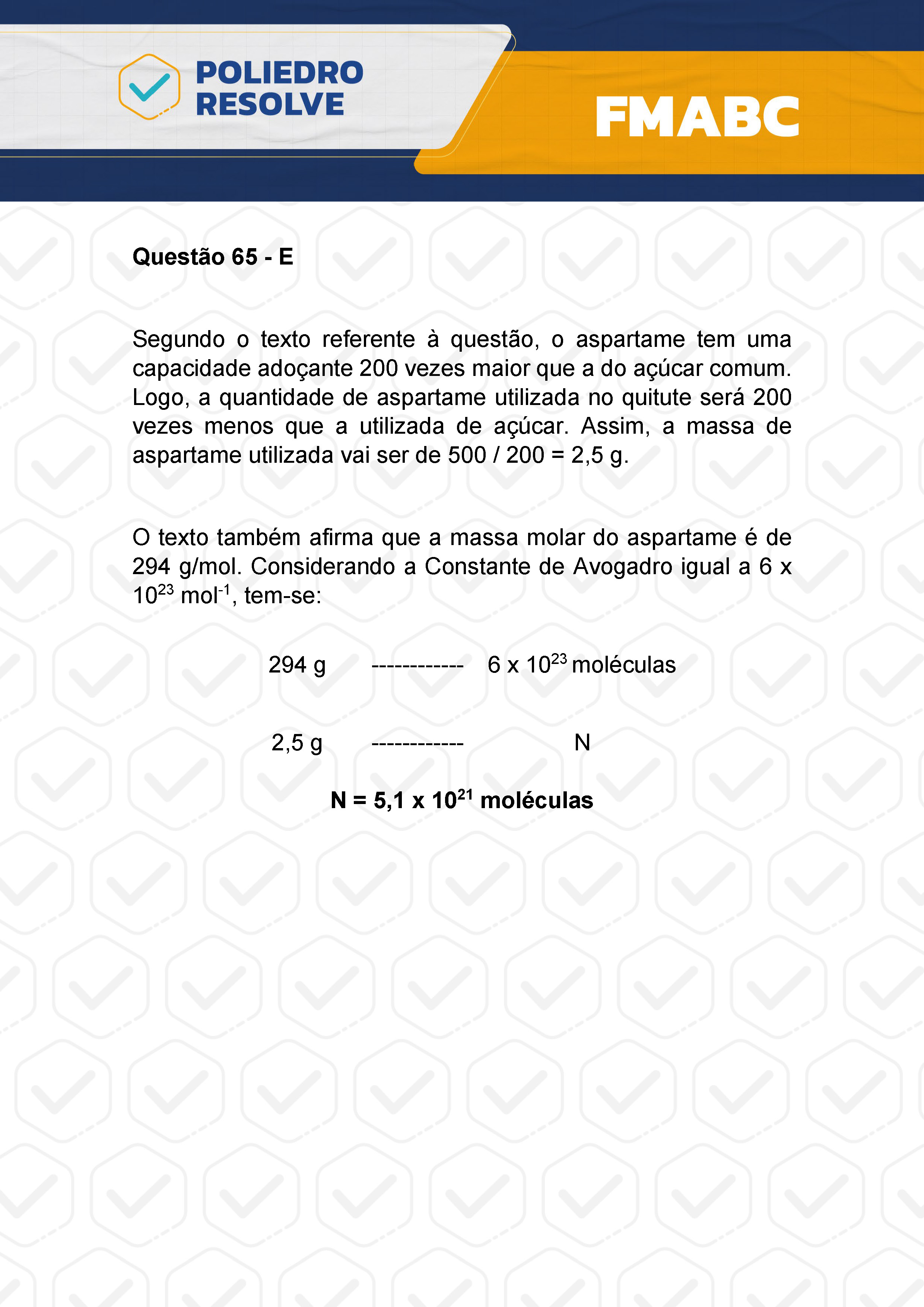 Questão 65 - Fase única - FMABC 2024