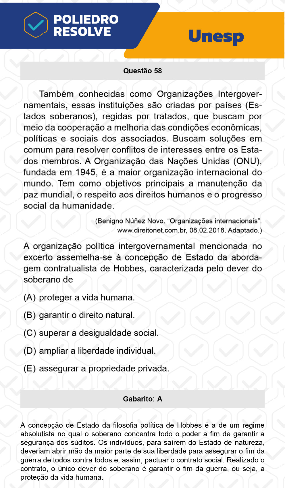 Questão 58 - 1ª Fase - UNESP 2023