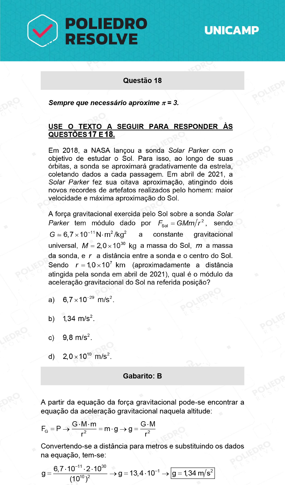 Questão 18 - 1ª Fase - 1º Dia - R e W - UNICAMP 2022