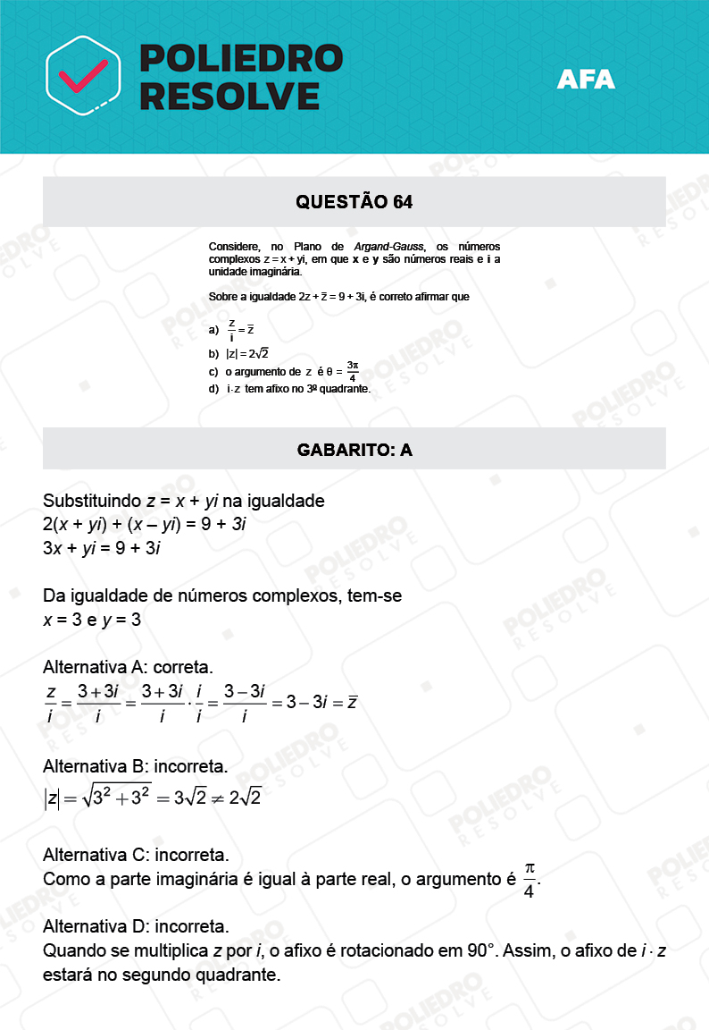 Questão 64 - Prova Modelo A - AFA 2022