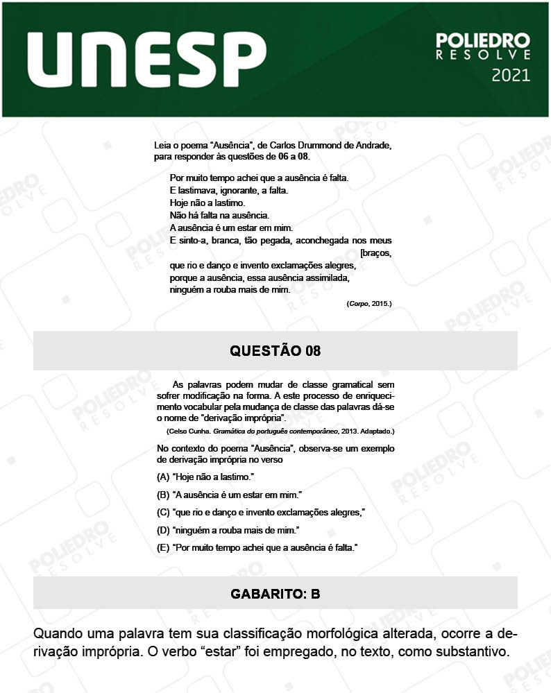 Questão 8 - 2ª Fase - UNESP 2021