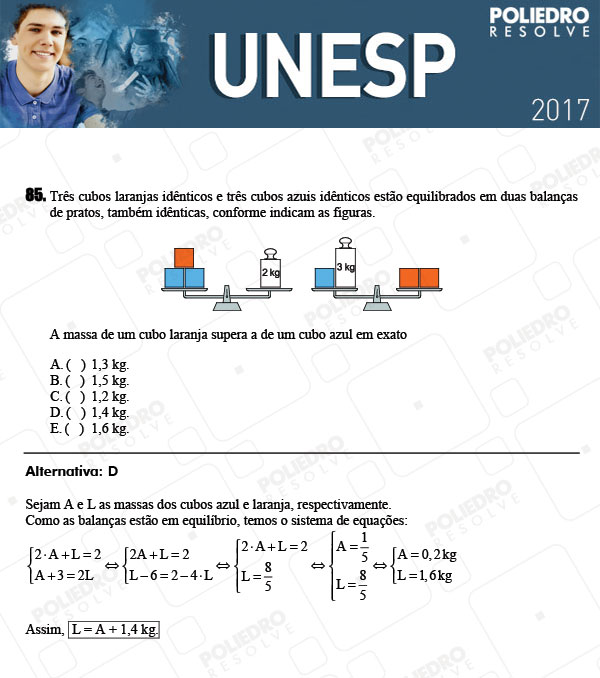 Questão 85 - 1ª Fase - UNESP 2017