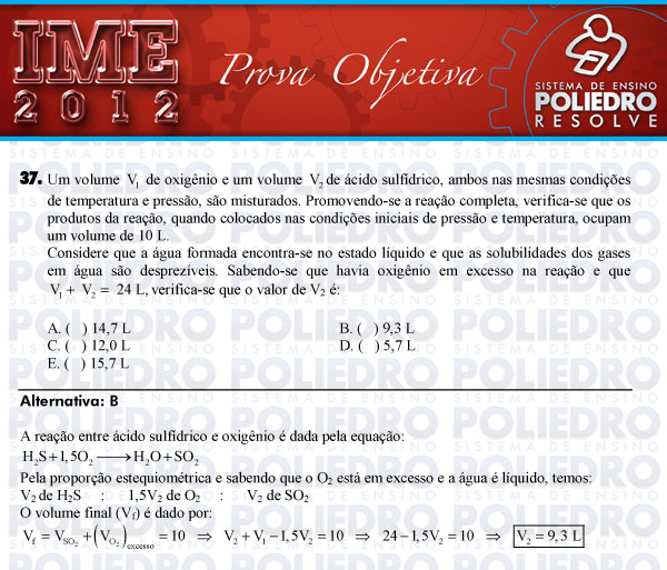 Questão 37 - Objetiva - IME 2012